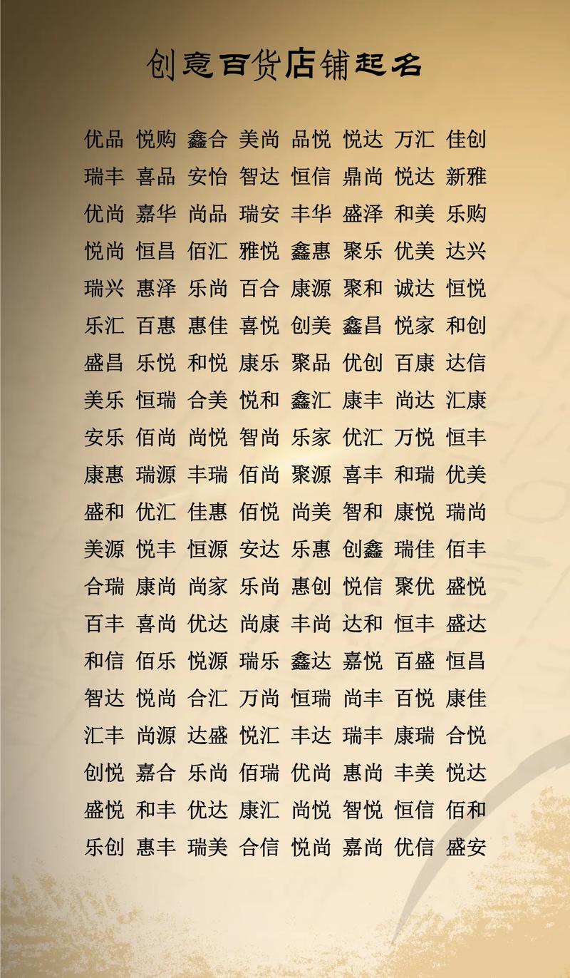店铺起名大全